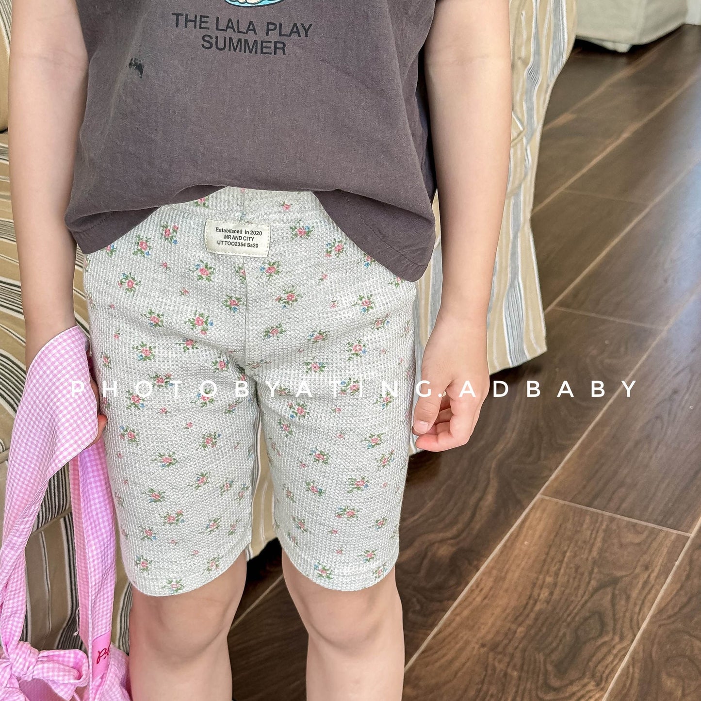 レギンスパンツ フラワープリントハーフレギンスパンツ【mh0009390】