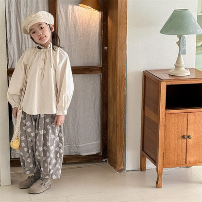 ロングパンツ・スウェットパンツ レトロフラワープリントクロップドタックサルエルパンツ【mh0009391】