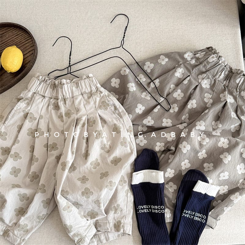 ロングパンツ・スウェットパンツ レトロフラワープリントクロップドタックサルエルパンツ【mh0009391】