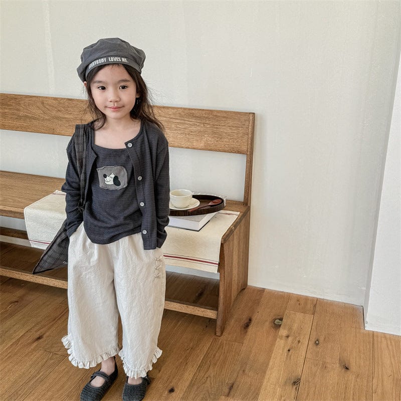 ロングパンツ・スウェットパンツ フリルリボンワイドルーズパンツ【mh0009393】