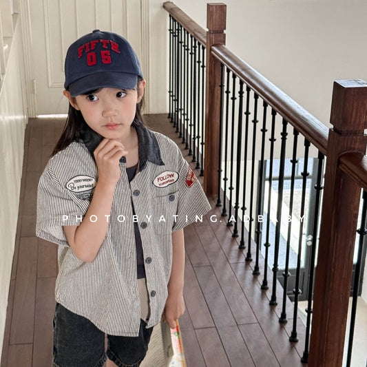 半袖シャツ・ブラウス ワッペン半袖ダイナーシャツ【mh0009395】