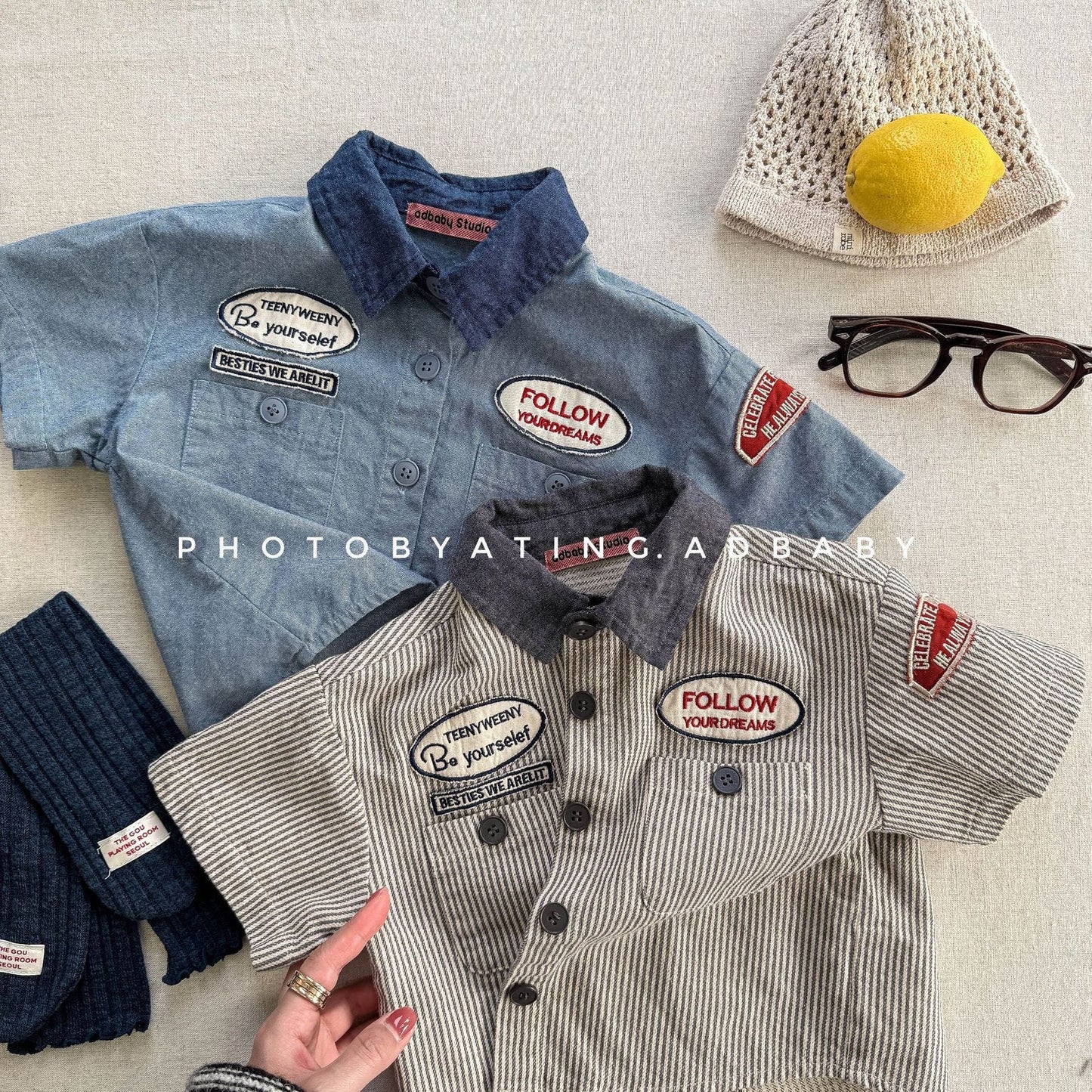 半袖シャツ・ブラウス ワッペン半袖ダイナーシャツ【mh0009395】