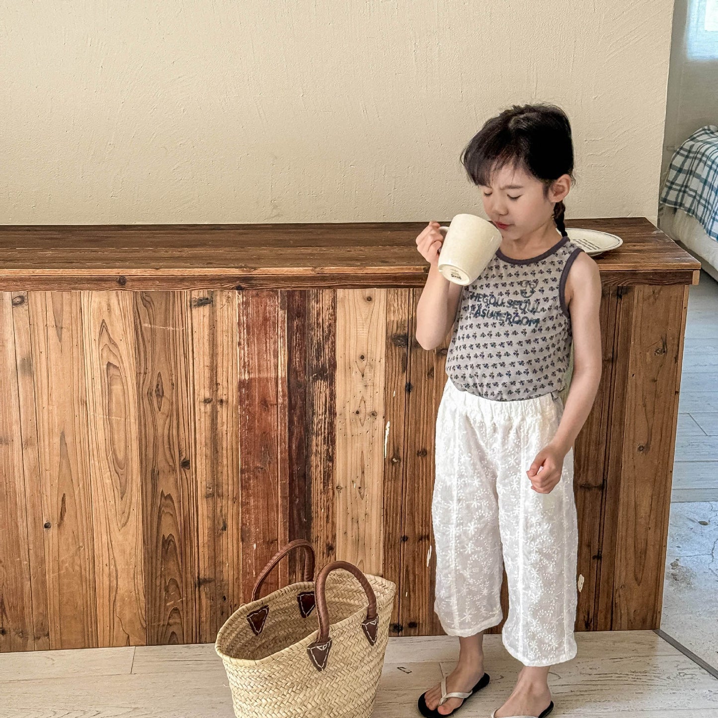 ロングパンツ・スウェットパンツ リネンコットンジャカードクロップドパンツ【mh0009539】