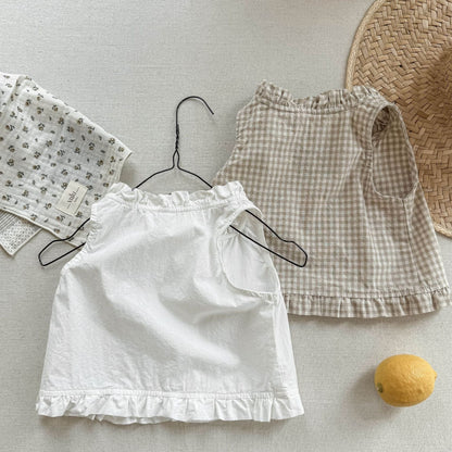 タンクトップ・キャミソール・ノースリーブトップス フリルタックノースリーブブラウス【mh0009553】