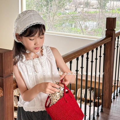 タンクトップ・キャミソール・ノースリーブトップス フリルタックノースリーブブラウス【mh0009553】