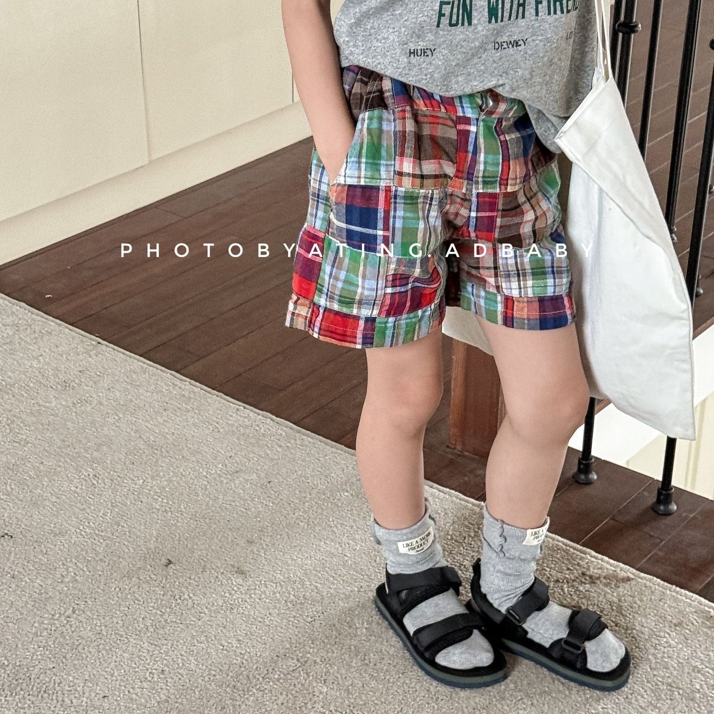 ハーフパンツ・ショートパンツ マドラスチェックパッチワークショートパンツ【mh0009554】