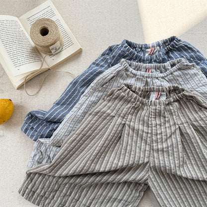 ロングパンツ・スウェットパンツ ストライプワイドルーズガウチョパンツ【mh0009776】