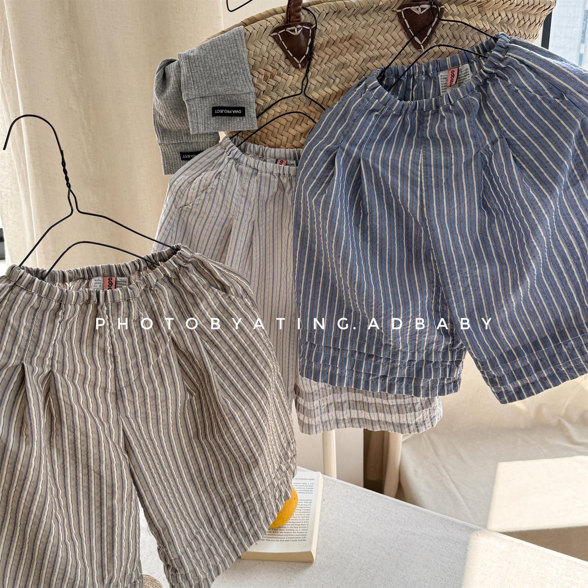 ロングパンツ・スウェットパンツ ストライプワイドルーズガウチョパンツ【mh0009776】