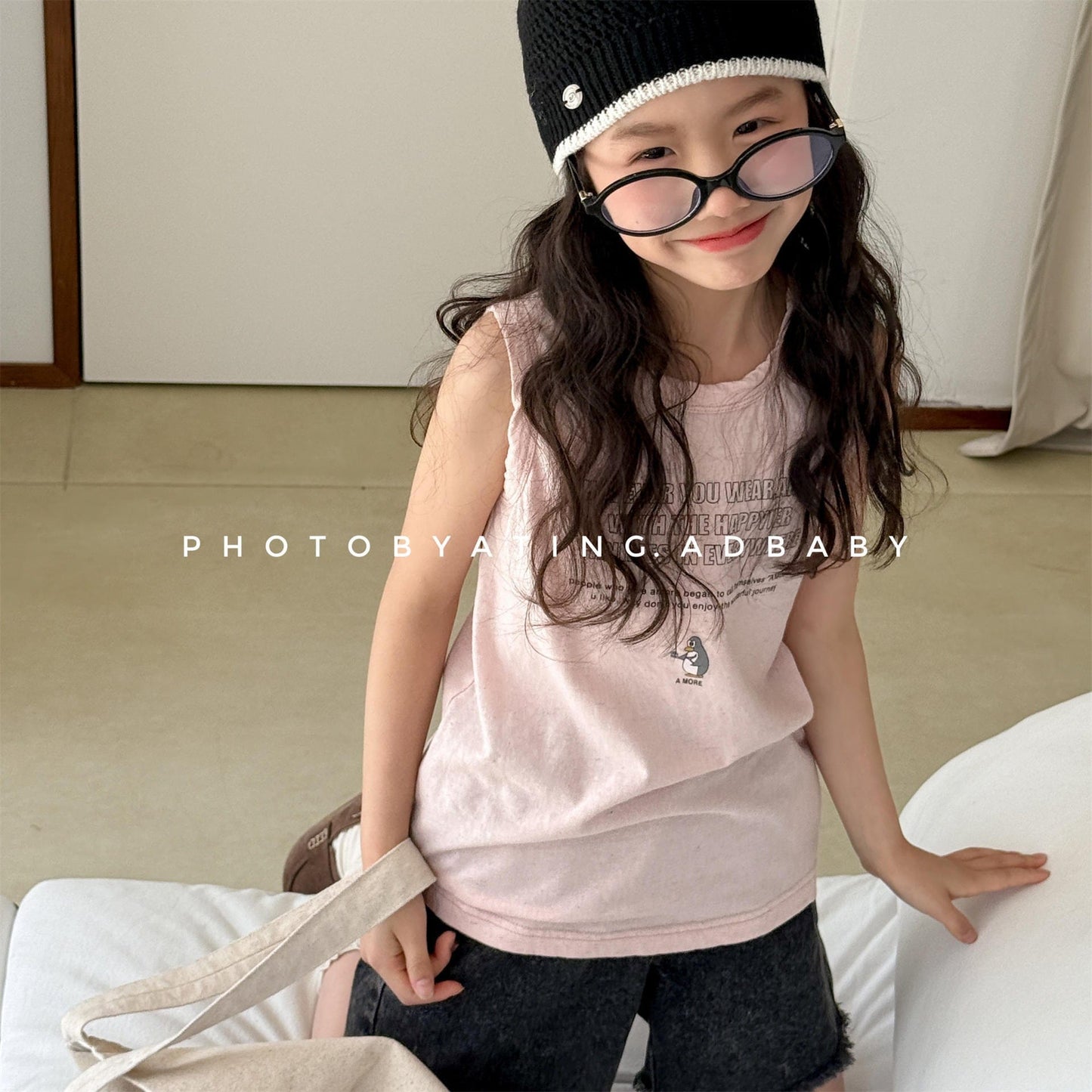 タンクトップ・キャミソール・ノースリーブトップス ペンギンレターロゴプリントタンクトップ【mh0009777】