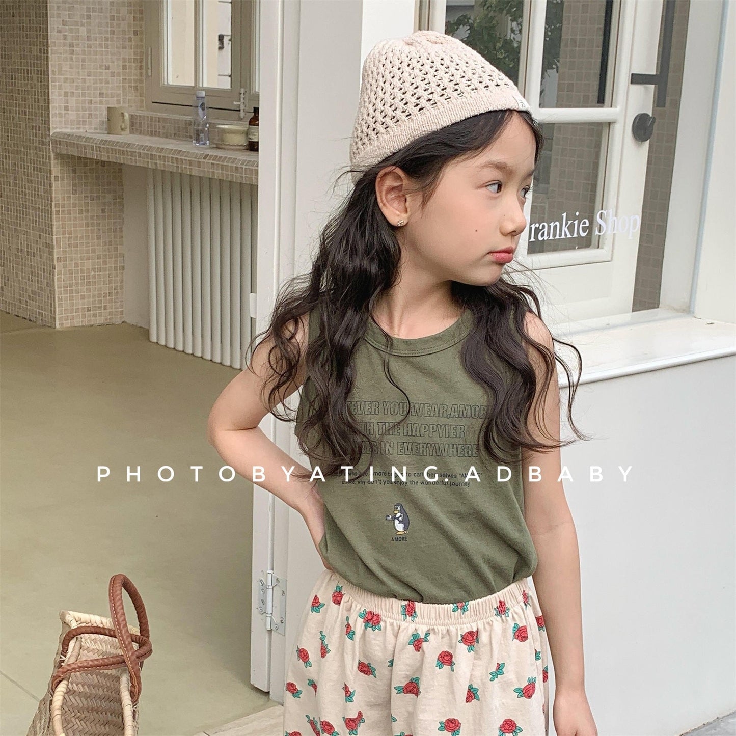 タンクトップ・キャミソール・ノースリーブトップス ペンギンレターロゴプリントタンクトップ【mh0009777】