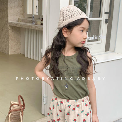 タンクトップ・キャミソール・ノースリーブトップス ペンギンレターロゴプリントタンクトップ【mh0009777】