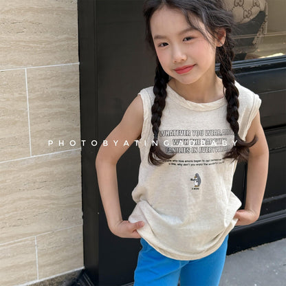 タンクトップ・キャミソール・ノースリーブトップス ペンギンレターロゴプリントタンクトップ【mh0009777】