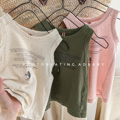 タンクトップ・キャミソール・ノースリーブトップス ペンギンレターロゴプリントタンクトップ【mh0009777】