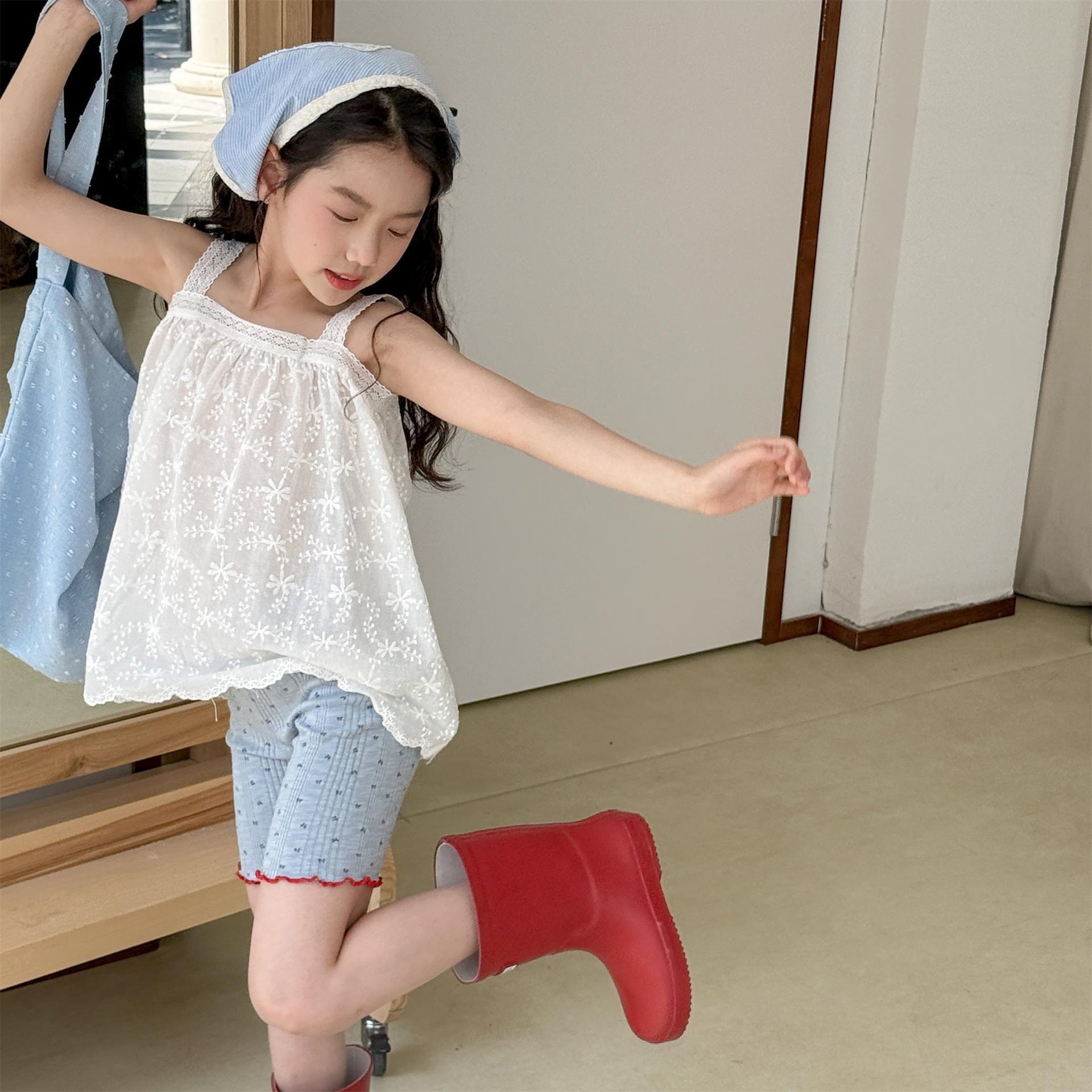 レギンスパンツ リボンプリントフリルショートレギンスパンツ【mh0009779】