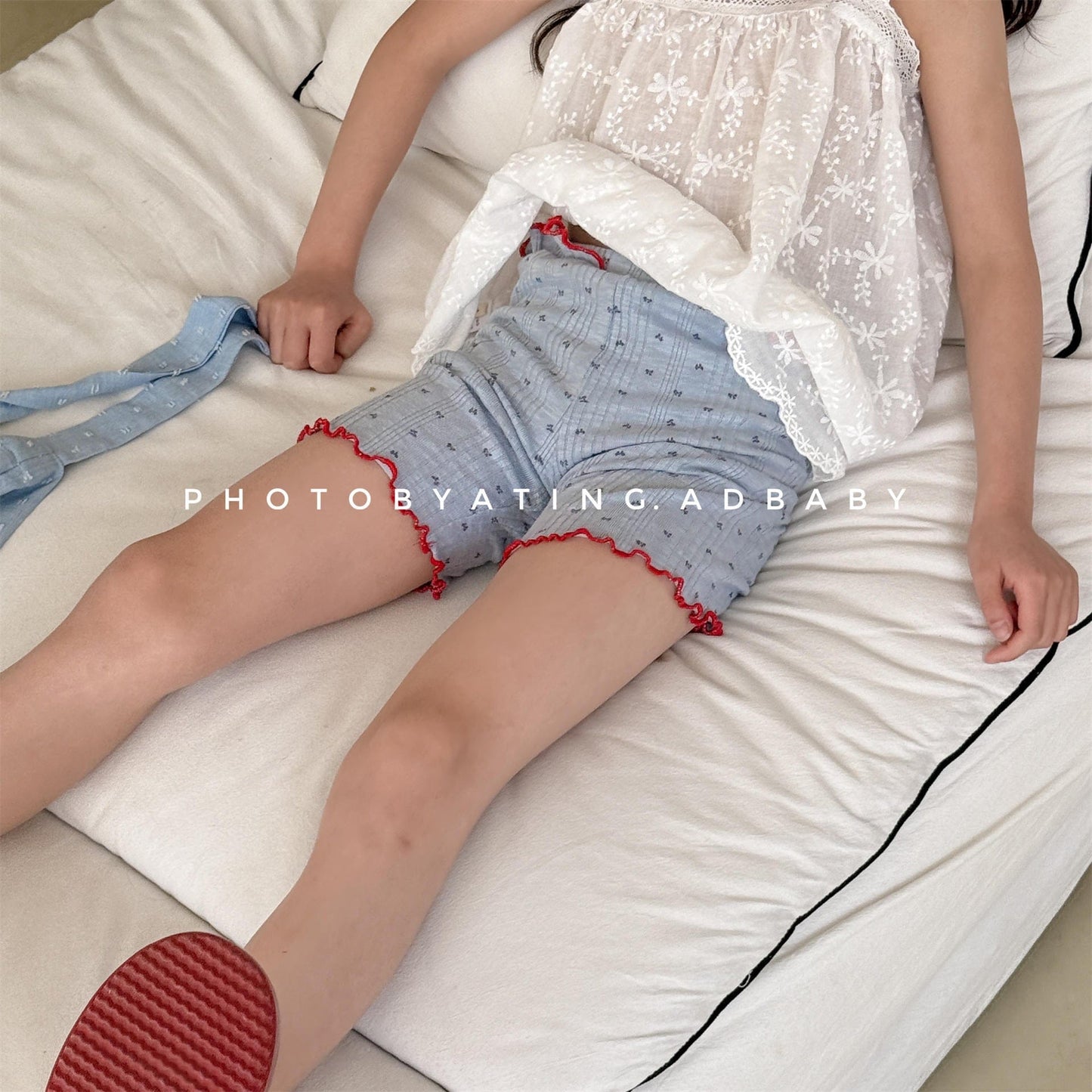 レギンスパンツ リボンプリントフリルショートレギンスパンツ【mh0009779】