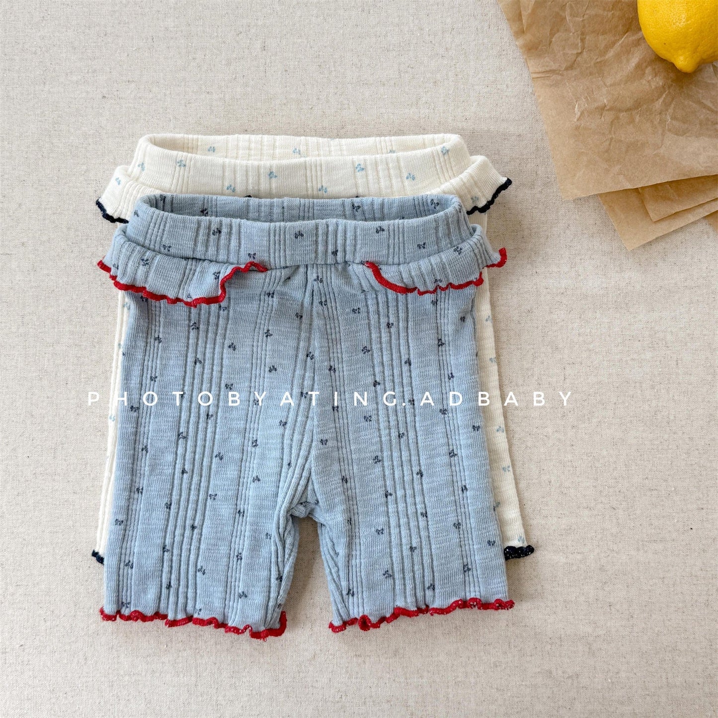 レギンスパンツ リボンプリントフリルショートレギンスパンツ【mh0009779】