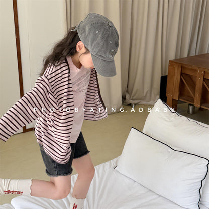 カーディガン・パーカー ボーダー薄手サマーカーディガン【mh0009780】