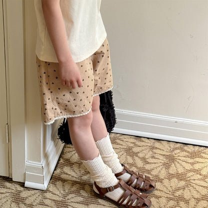 ハーフパンツ・ショートパンツ 裾レースプリントショートパンツ【mh0010126】