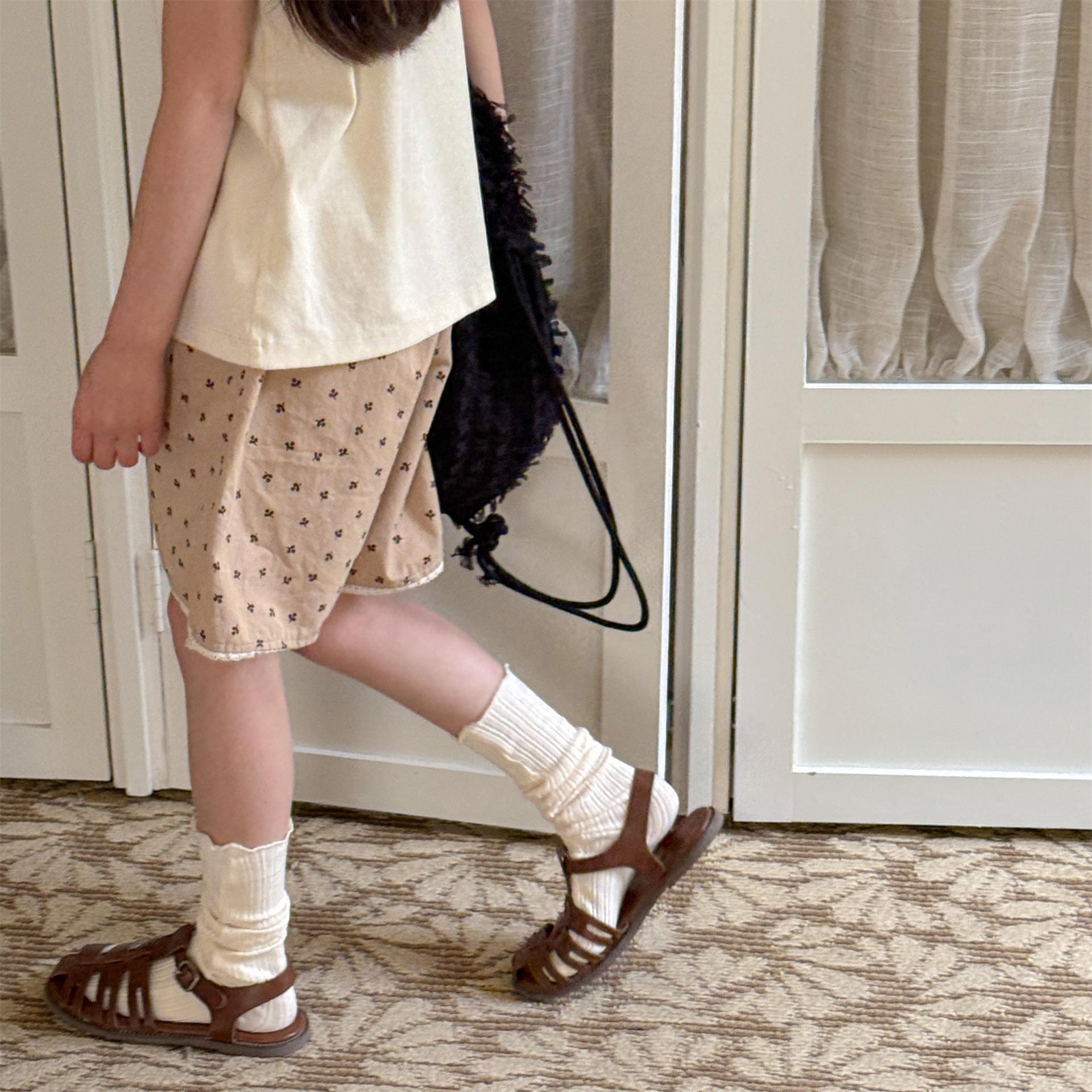 ハーフパンツ・ショートパンツ 裾レースプリントショートパンツ【mh0010126】