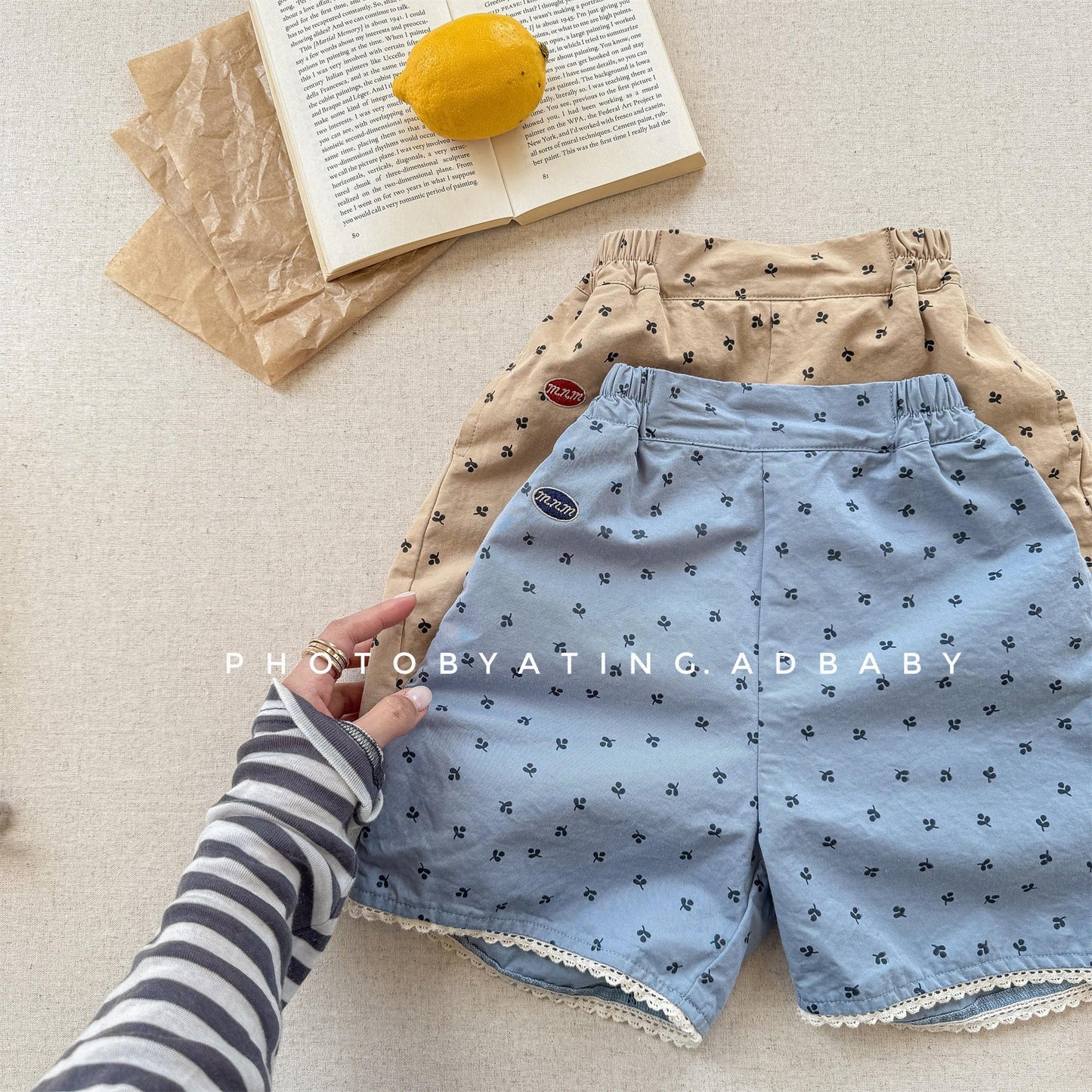 ハーフパンツ・ショートパンツ 裾レースプリントショートパンツ【mh0010126】