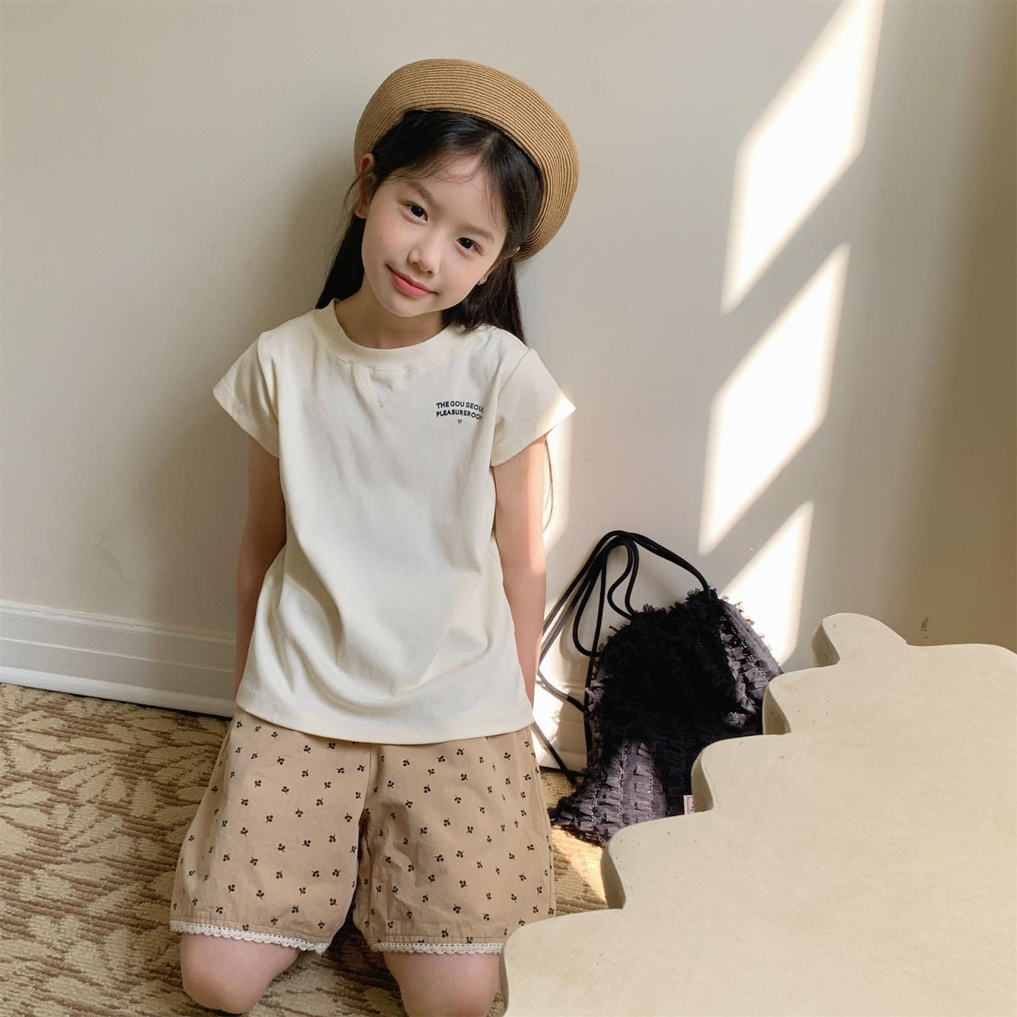 ハーフパンツ・ショートパンツ 裾レースプリントショートパンツ【mh0010126】