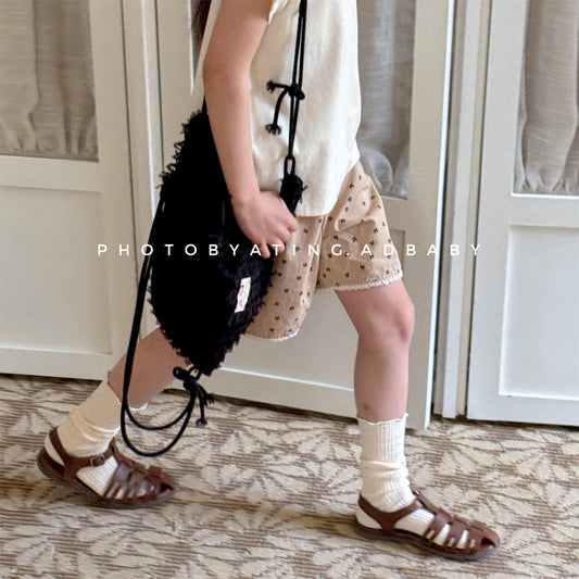 ハーフパンツ・ショートパンツ 裾レースプリントショートパンツ【mh0010126】