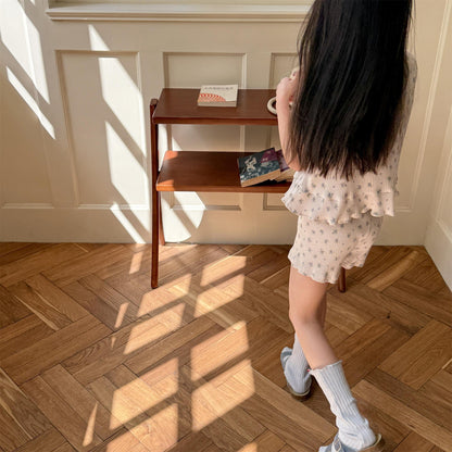 ノースリーブセットアップ フラワープリントタンクトップチュニック+ショートパンツ【mh0010128】