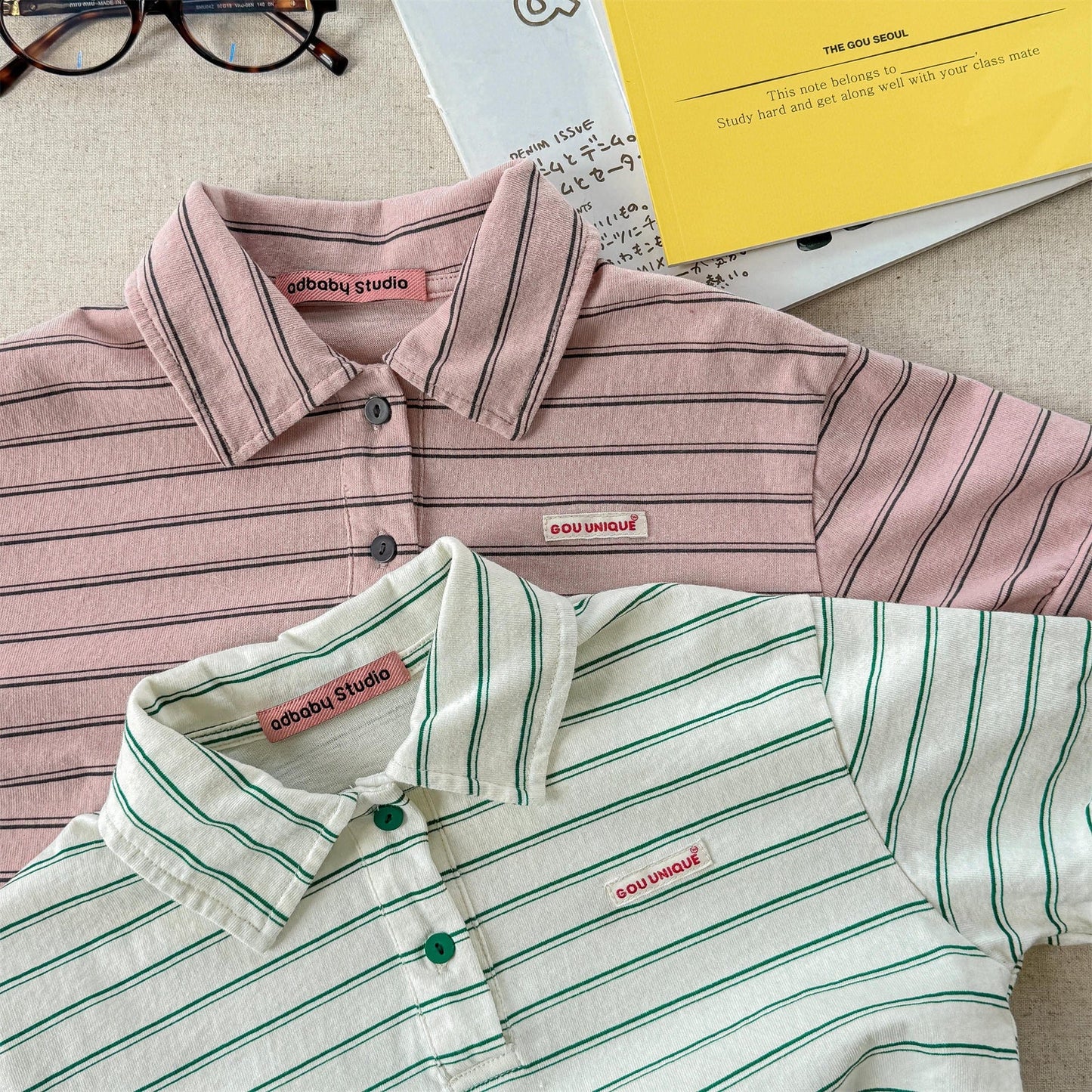 半袖シャツ・ブラウス レトロボーダー半袖ポロシャツ【mh0010130】