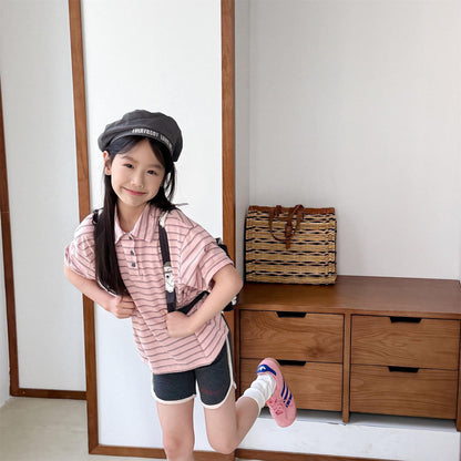 半袖シャツ・ブラウス レトロボーダー半袖ポロシャツ【mh0010130】