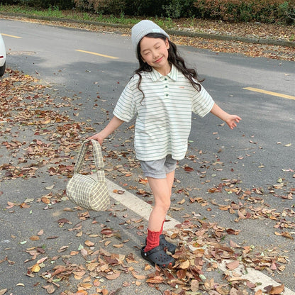 半袖シャツ・ブラウス レトロボーダー半袖ポロシャツ【mh0010130】