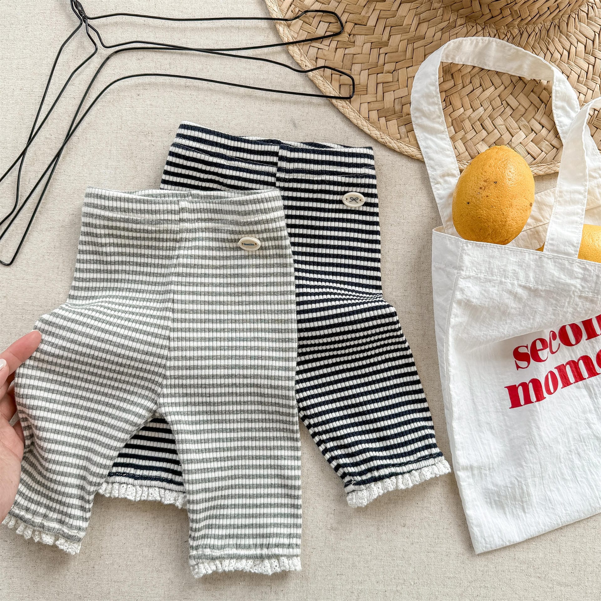 レギンスパンツ ボーダーハーフレギンスパンツ【mh0010131】