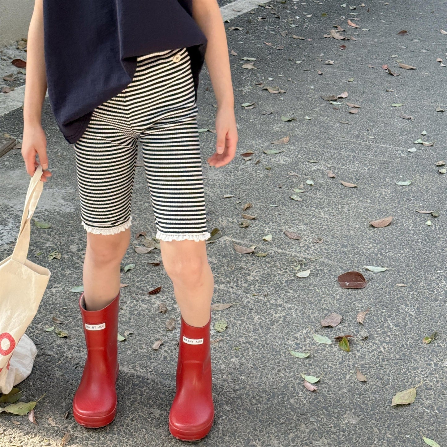 レギンスパンツ ボーダーハーフレギンスパンツ【mh0010131】