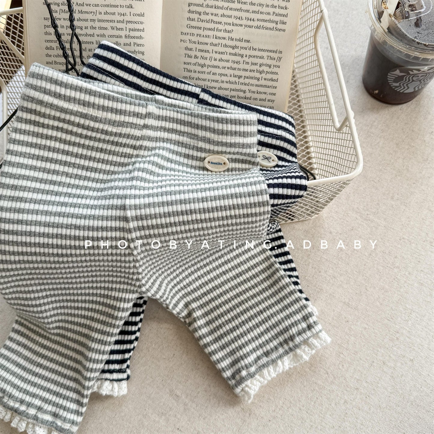 レギンスパンツ ボーダーハーフレギンスパンツ【mh0010131】