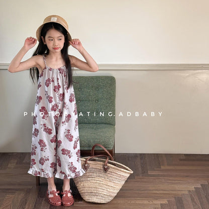 ノースリーブジャンプスーツ ストロベリープリントキャミソールジャンプスーツ【mh0010133】