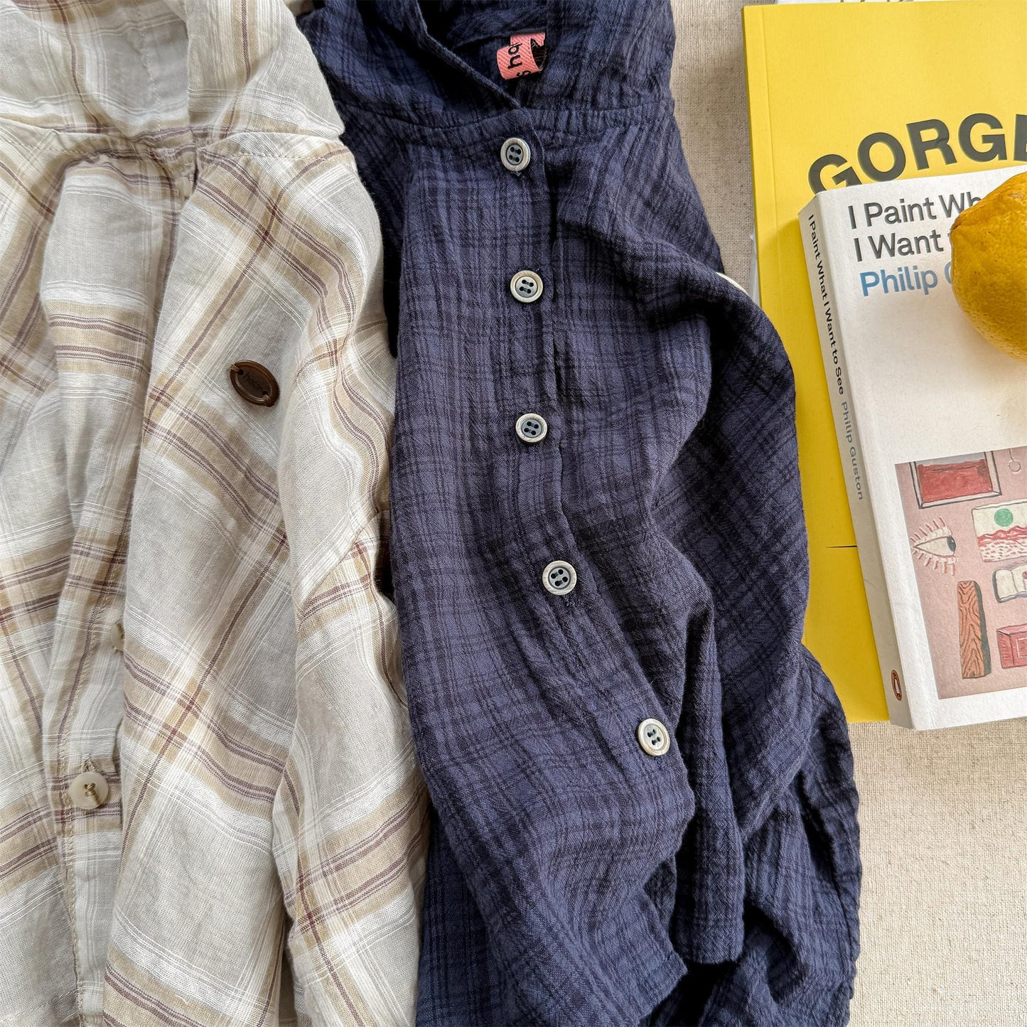 長袖シャツ・ブラウス レトロチェックフーディ長袖サマーシャツ【mh0010134】