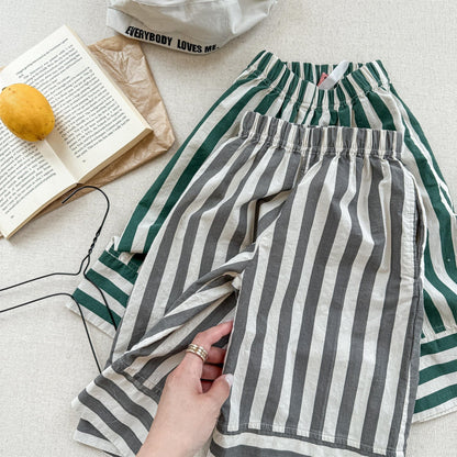 ロングパンツ・スウェットパンツ ストライプワイドルーズイージーパンツ【mh0010138】