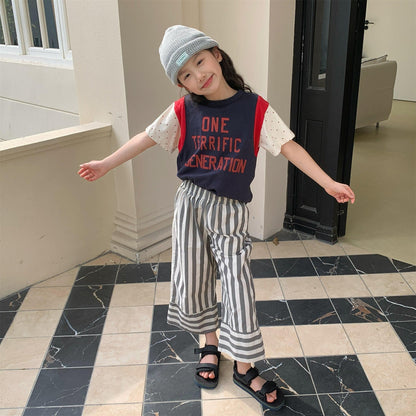 ロングパンツ・スウェットパンツ ストライプワイドルーズイージーパンツ【mh0010138】