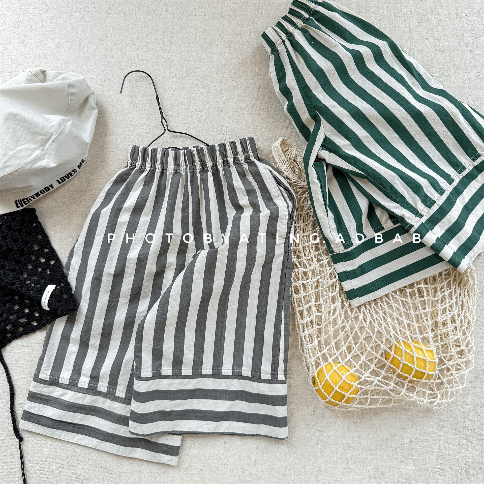 ロングパンツ・スウェットパンツ ストライプワイドルーズイージーパンツ【mh0010138】