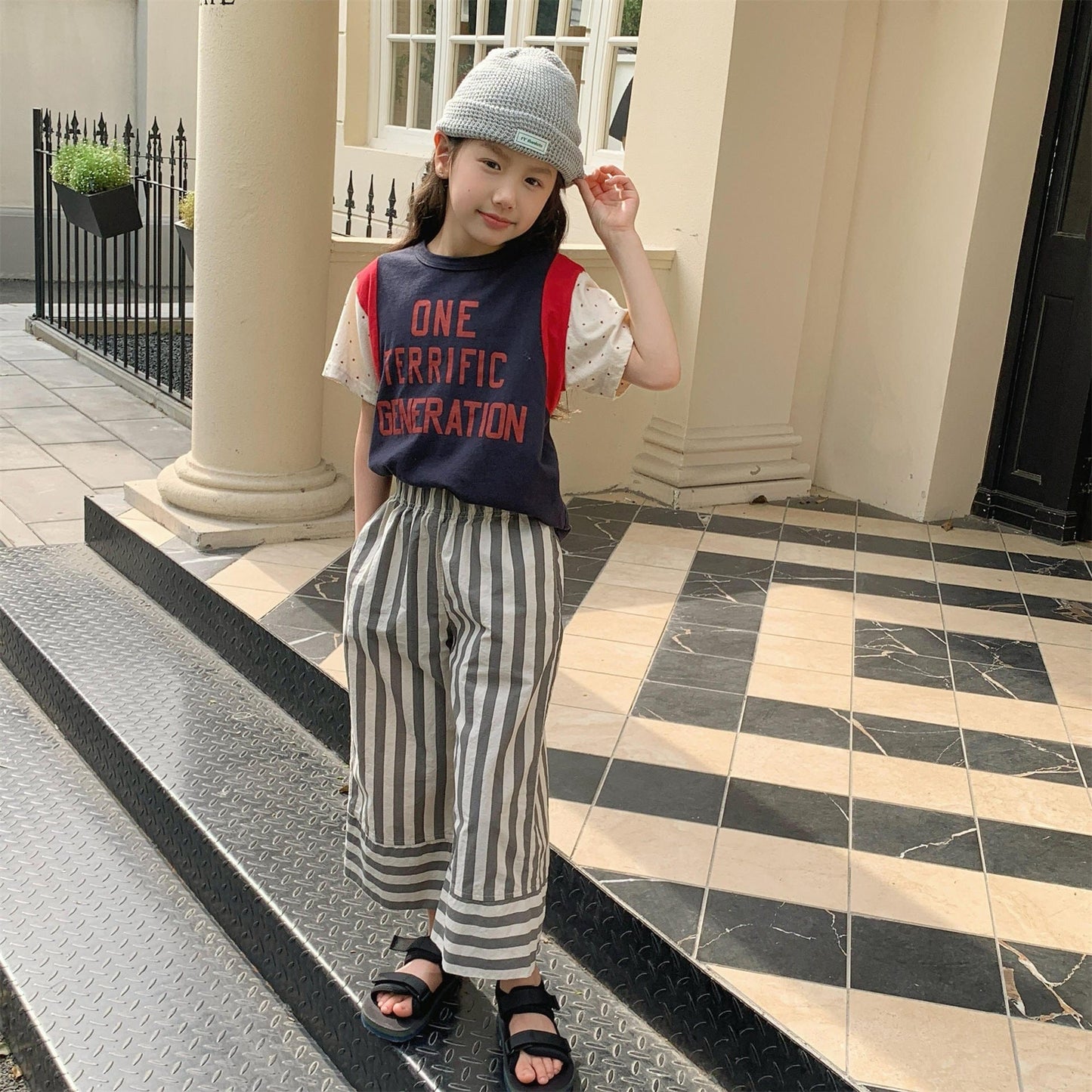 ロングパンツ・スウェットパンツ ストライプワイドルーズイージーパンツ【mh0010138】