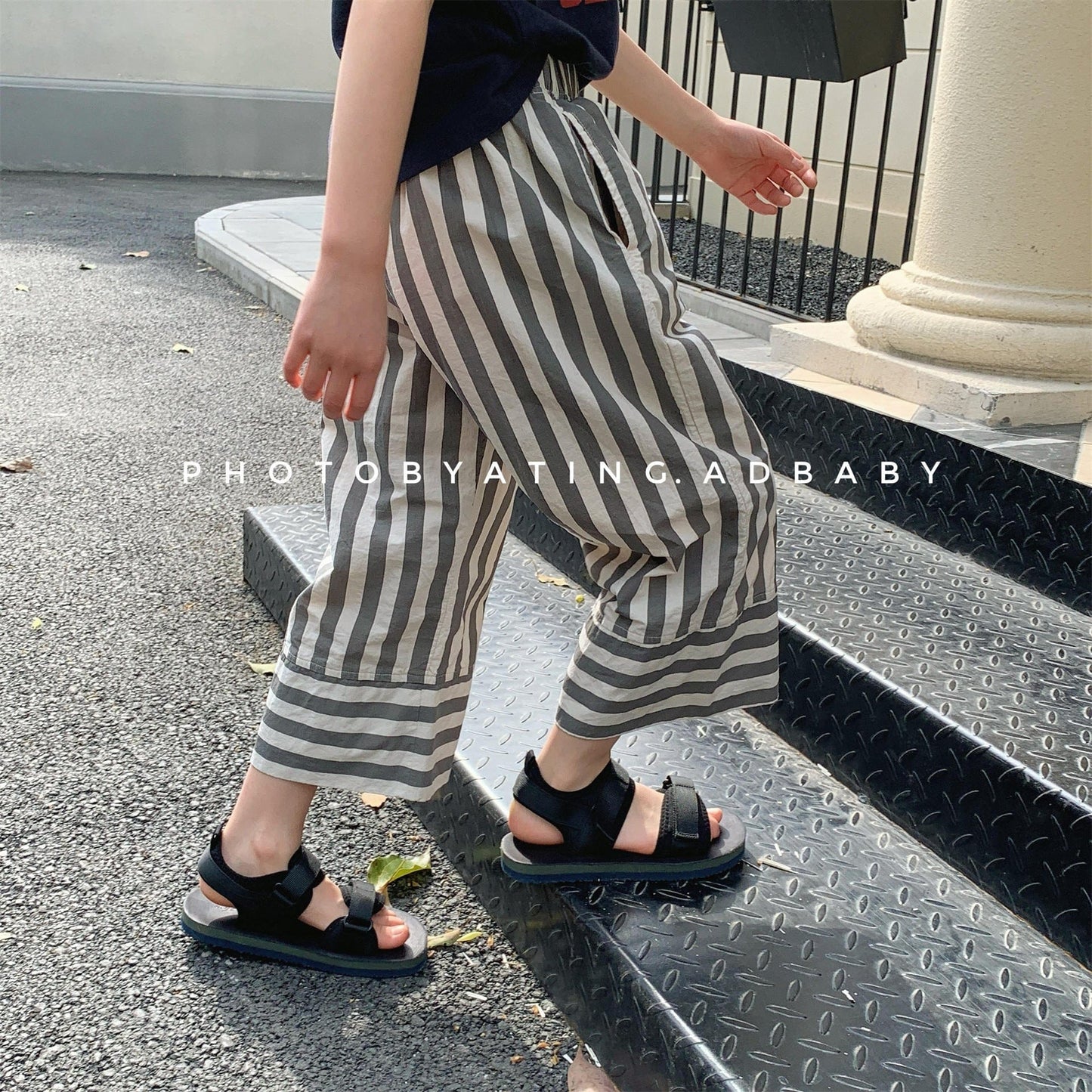 ロングパンツ・スウェットパンツ ストライプワイドルーズイージーパンツ【mh0010138】