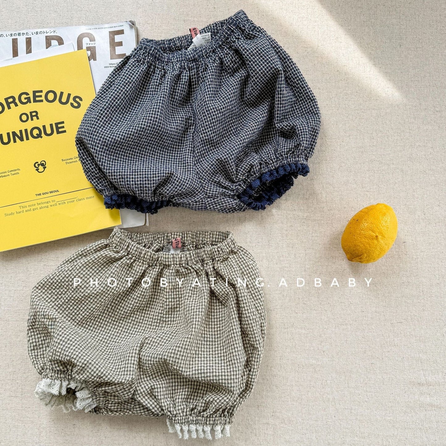 ハーフパンツ・ショートパンツ チェックフリルショートバルーンパンツ【mh0010139】