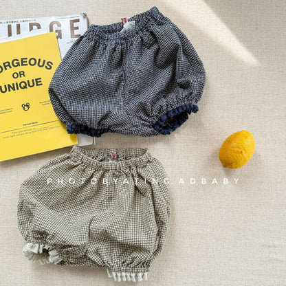 ハーフパンツ・ショートパンツ チェックフリルショートバルーンパンツ【mh0010139】