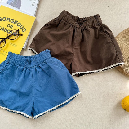 ハーフパンツ・ショートパンツ 裾レースふんわりショートパンツ【mh0010141】