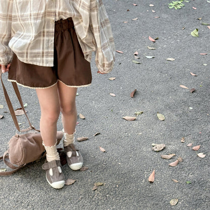 ハーフパンツ・ショートパンツ 裾レースふんわりショートパンツ【mh0010141】