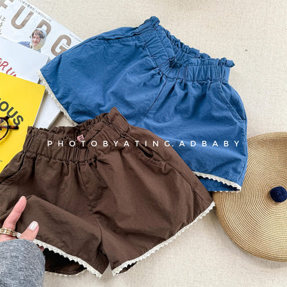 ハーフパンツ・ショートパンツ 裾レースふんわりショートパンツ【mh0010141】