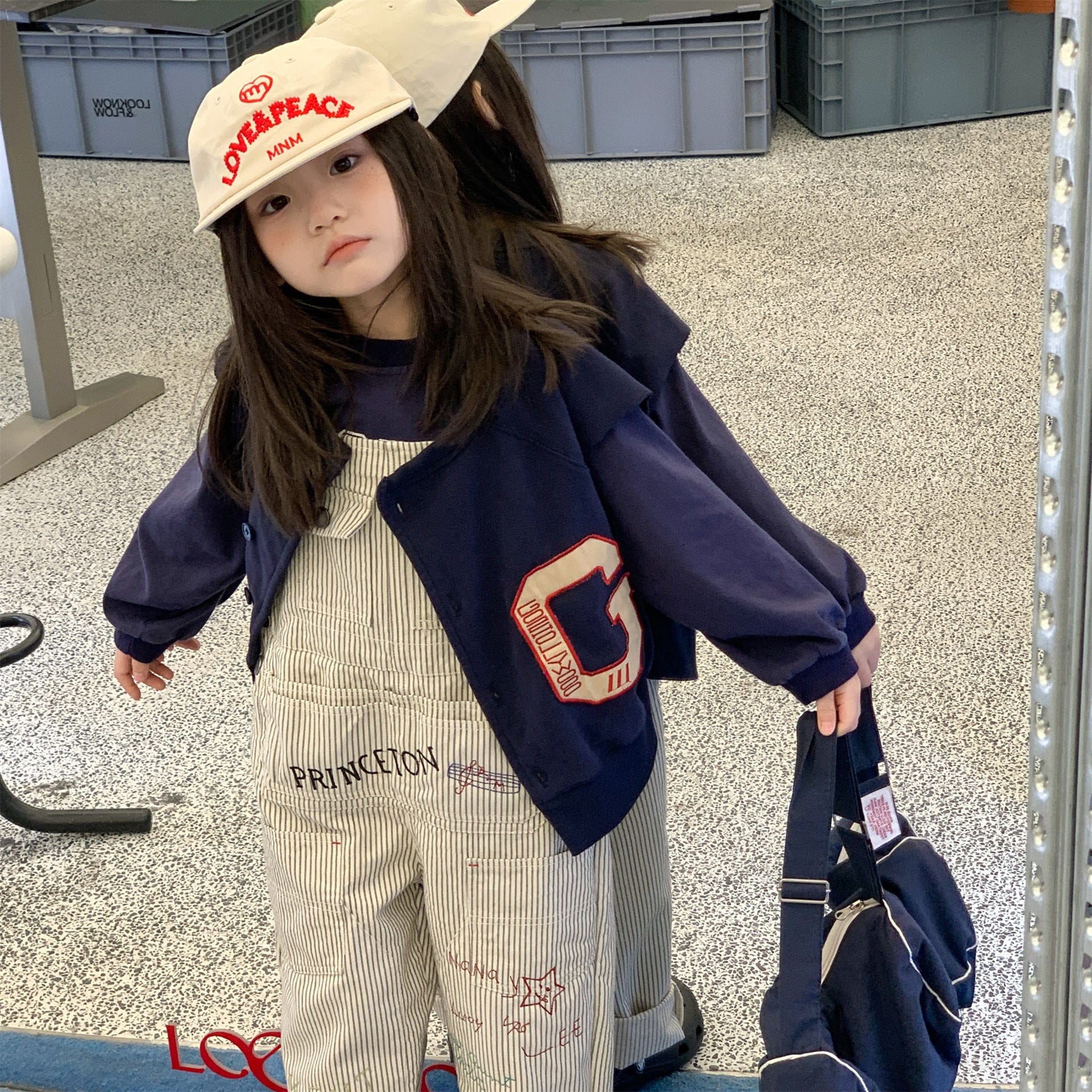 ベスト ビッグレターワッペンノースリーブスタジアムジャケットベスト【mh0010615】