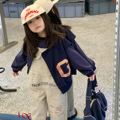 ベスト ビッグレターワッペンノースリーブスタジアムジャケットベスト【mh0010615】