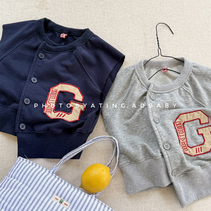 ベスト ビッグレターワッペンノースリーブスタジアムジャケットベスト【mh0010615】