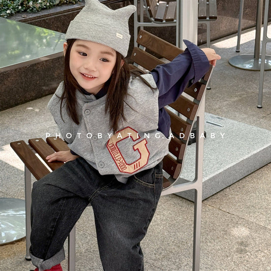 ベスト ビッグレターワッペンノースリーブスタジアムジャケットベスト【mh0010615】