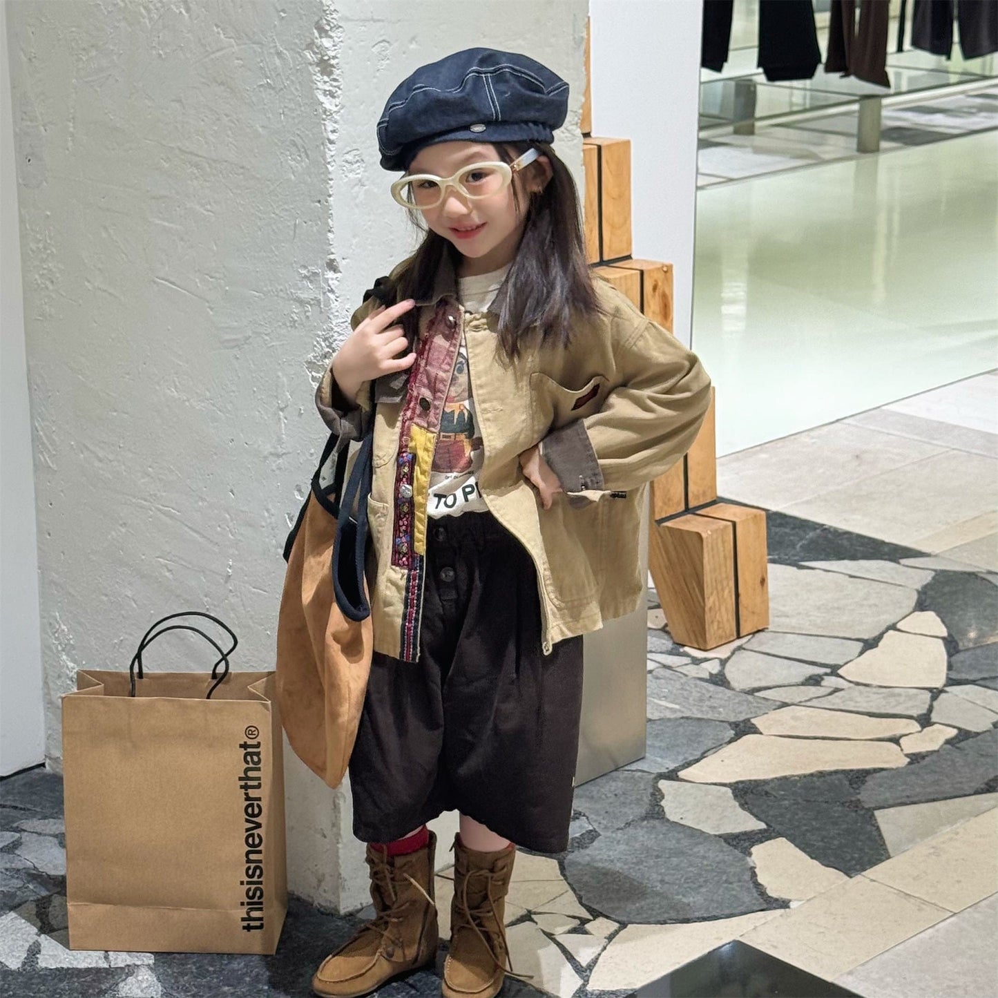 ショートコート・ジャケット・ジャンパー パッチワーク襟付きジャケットコート【mh0010616】